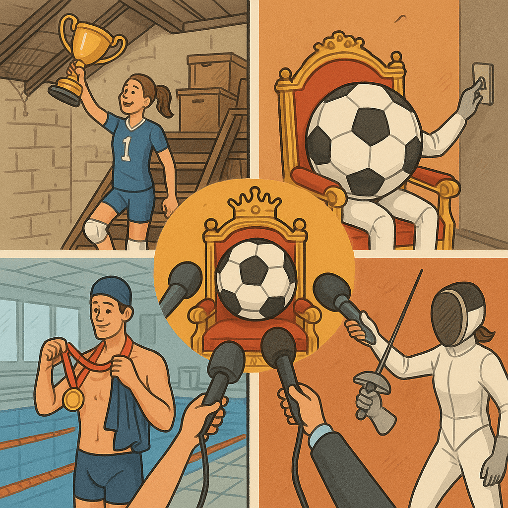 🏐🏊‍♀️🤺 Oro, coppe e medaglie… ma solo per un attimo sotto i riflettori.
In Italia la pallavolo, il nuoto, la scherma e tanti altri sport ci regalano gloria mondiale, ma poi finiscono in soffitta.
Il calcio invece, anche quando sbaglia tutto, resta sempre al centro della scena: microfoni, telecamere e dibattiti infiniti.
Satira o realtà? Forse entrambe.